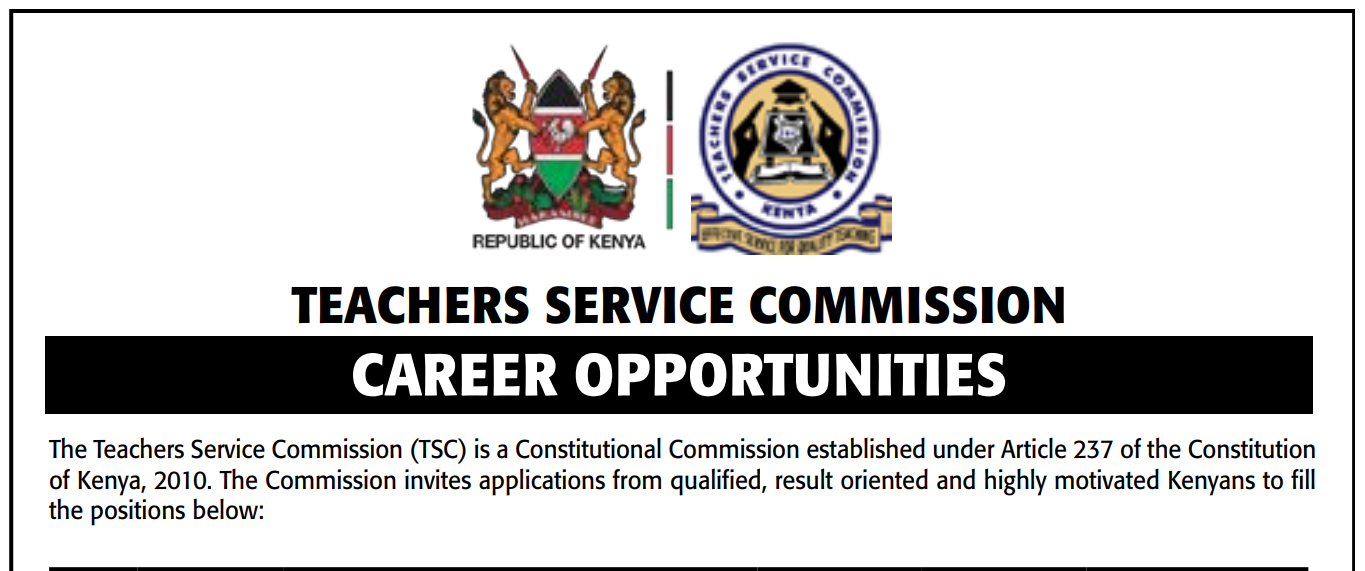 Apply Now: 5 Senior Positions Open at Teachers Service Commission (TSC)