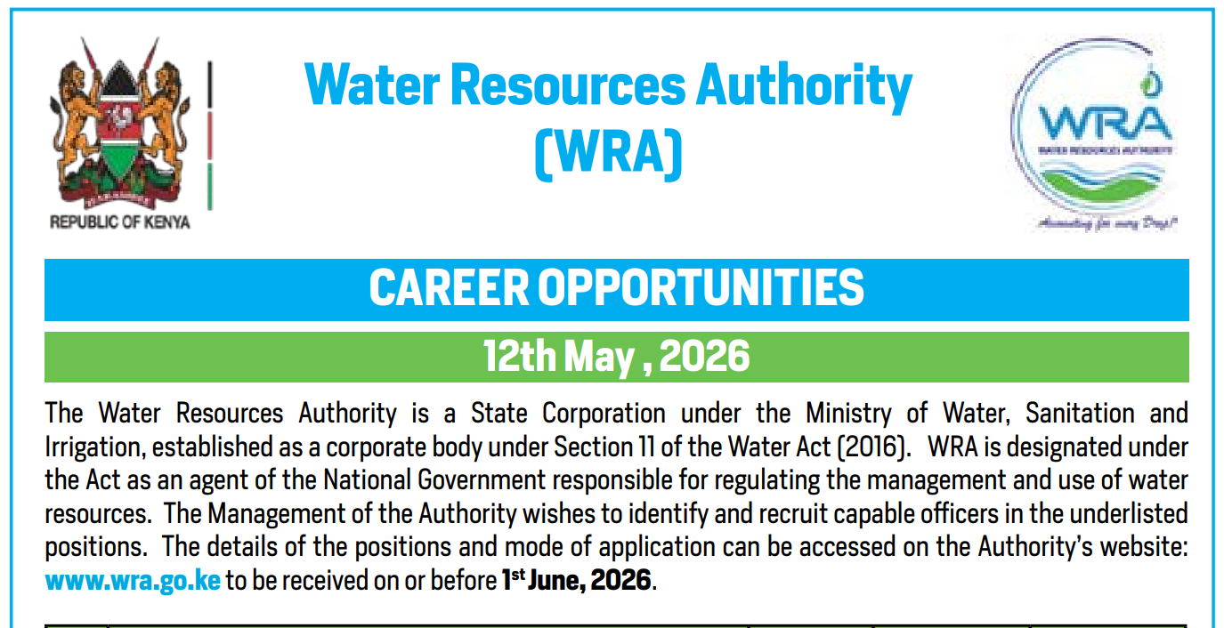 Massive Recruitment Drive: 70+ Positions Open at Water Resources Authority (WRA)